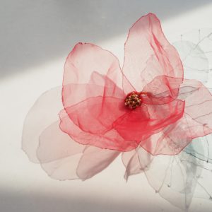 Red Flower ; brooch
