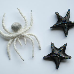 White Spider : brooch & Black Sea Star : earrings