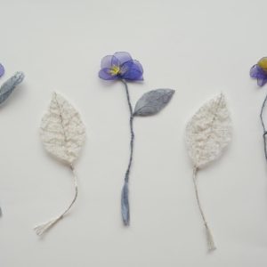 Bookmark : blue floweres ＆ white leaves