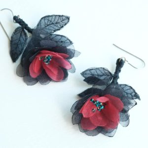 black flower earrings