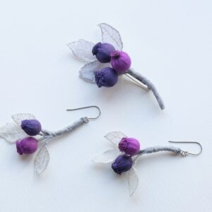 ブルーベリー　ブローチ　ピアス　（2025）